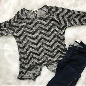 Black and gray chevron top